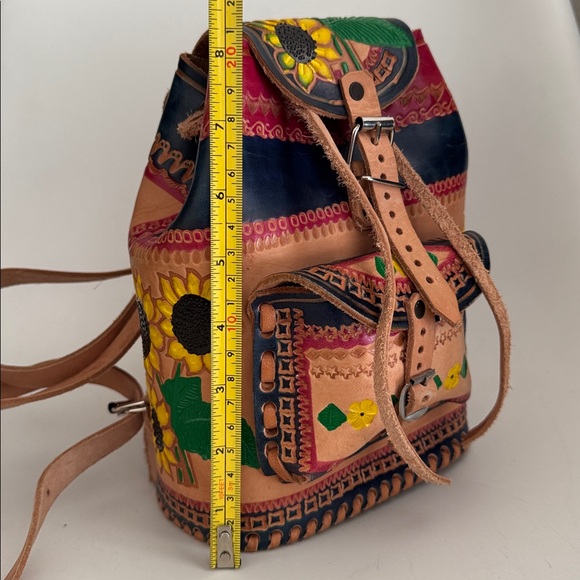Leather Embossed and Hand-painted Artisan Backpack main image 9